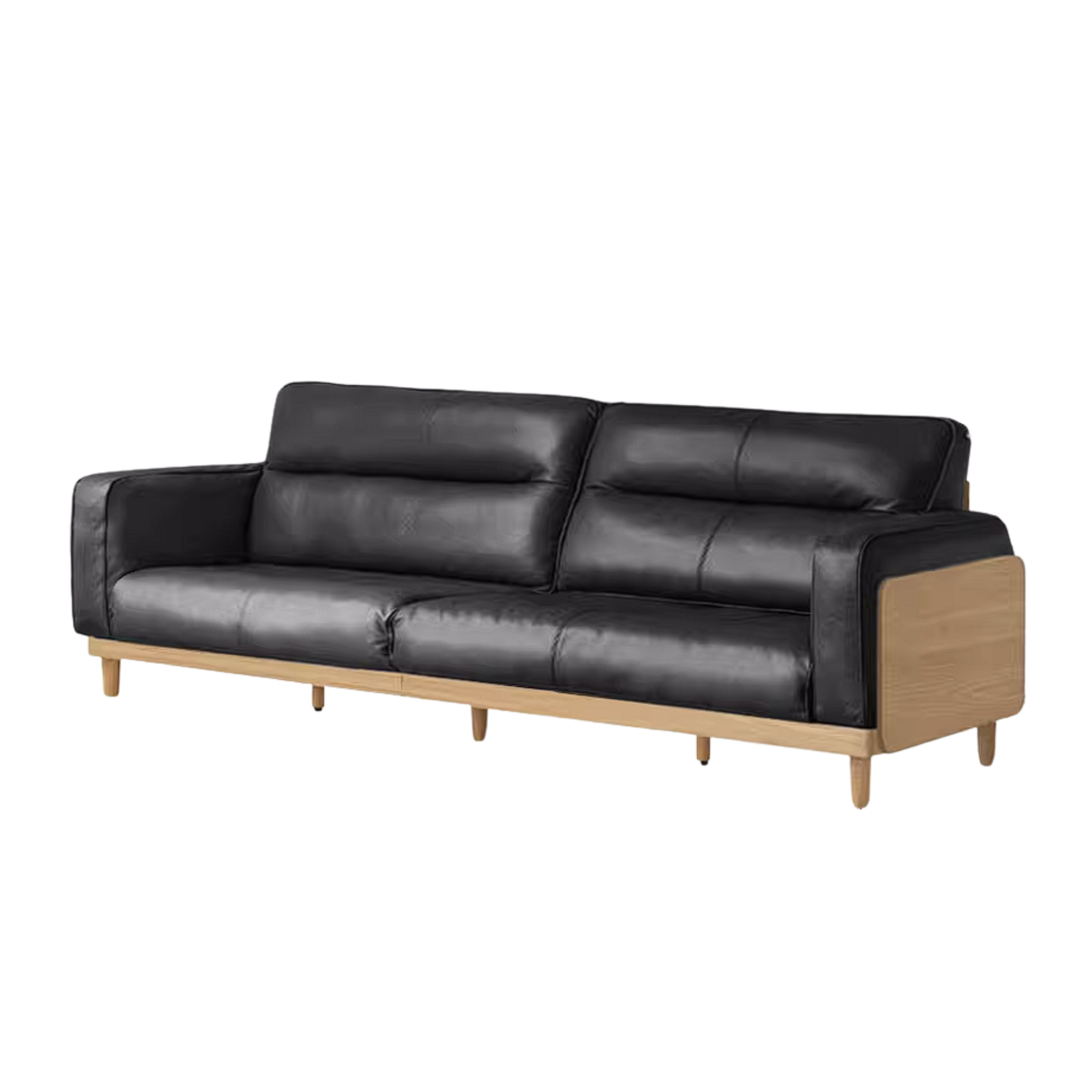 Oak, Ash Solid Wood Sofa with Exposed Wood Frame Arms