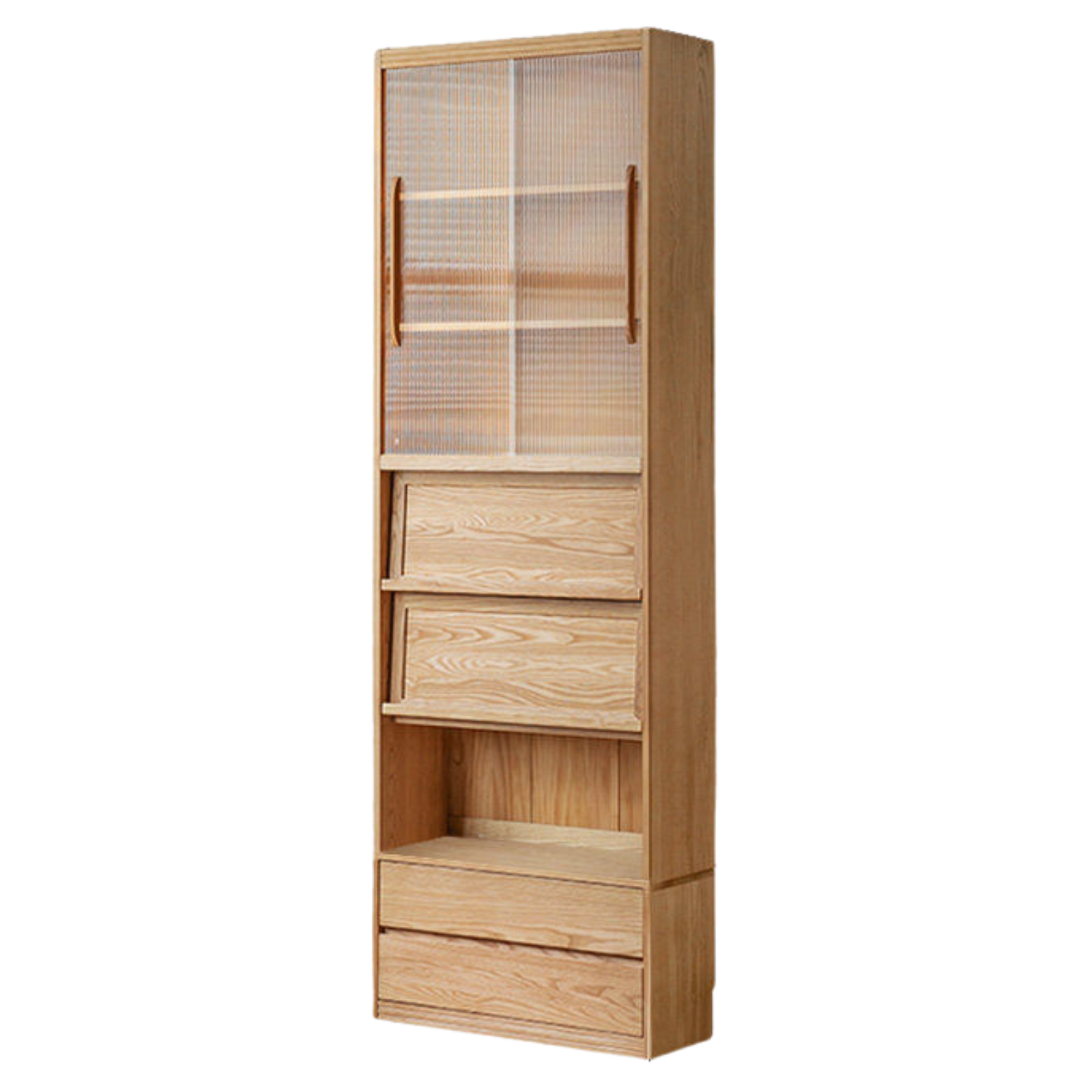 Ash, Oak Solid Wood Modern Combination Bookcase Integrated Card Seat
