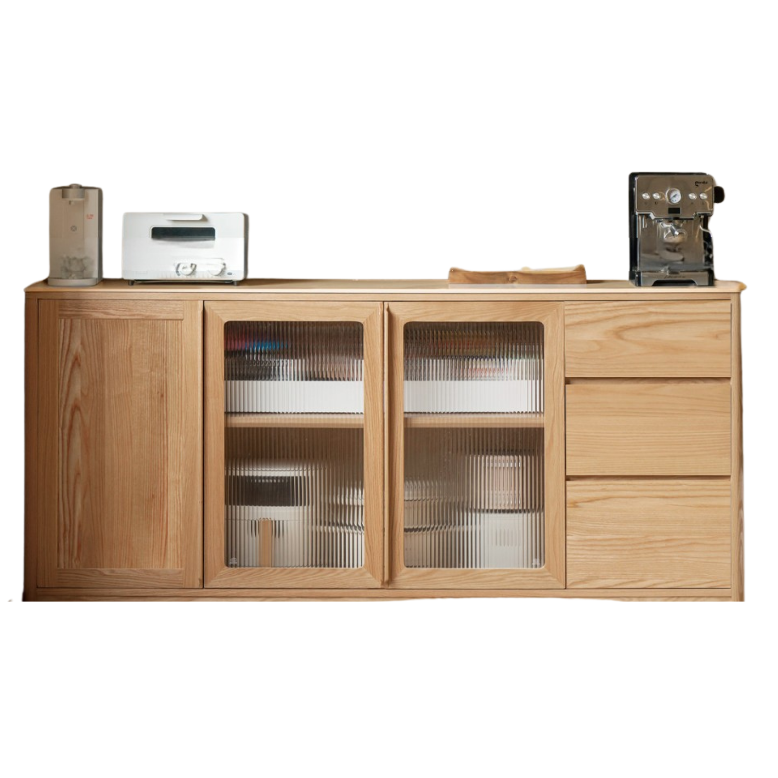 Ash Solid Wood White Wax Rock Plate Sideboard