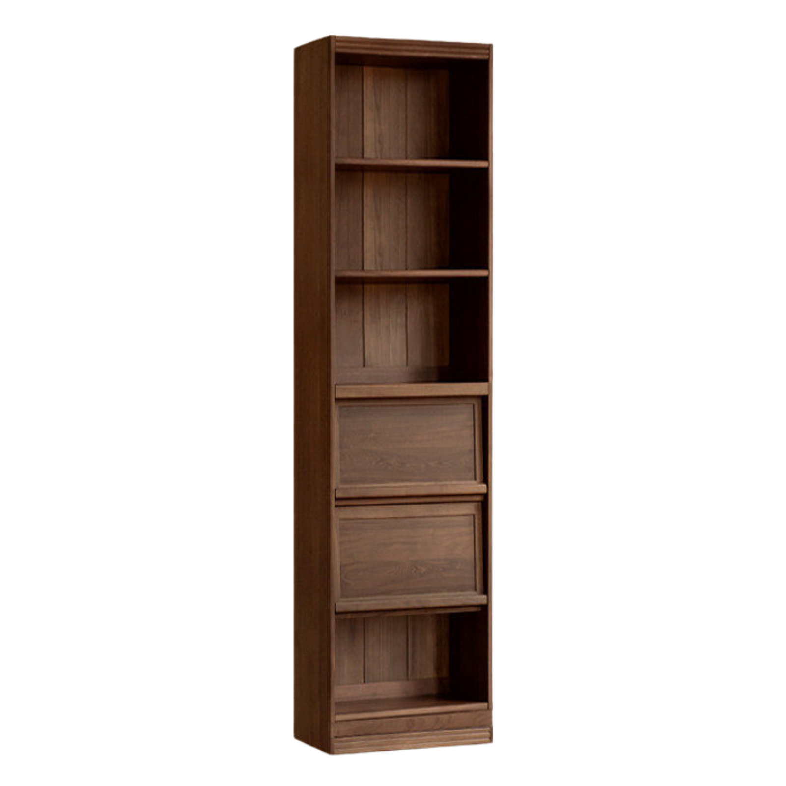 Black Walnut, Sandalwood Solid Wood Light Luxury Combined Bookshelf With Seat