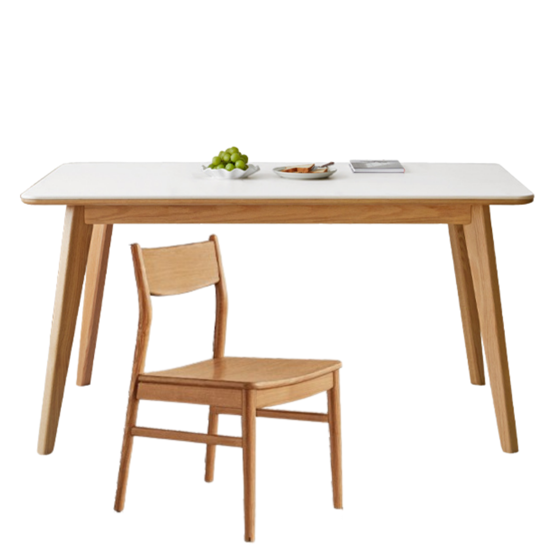 Ash, Oak Solid Wood Modern Rock Plate Dining Table