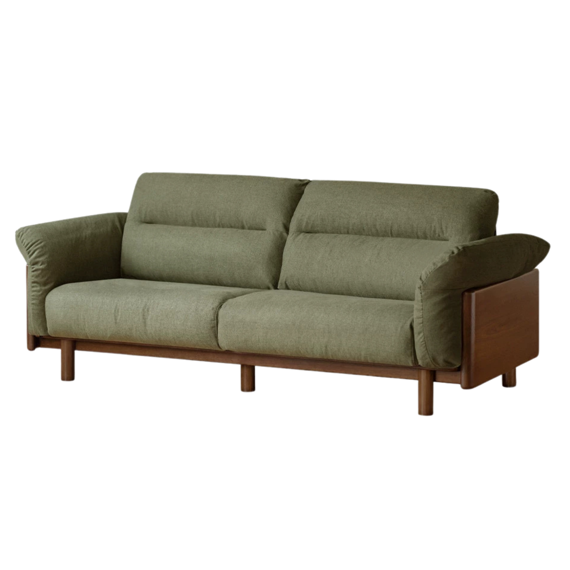 Black Walnut, Oak Solid Wood Sofa Genuine Leather, fabrics