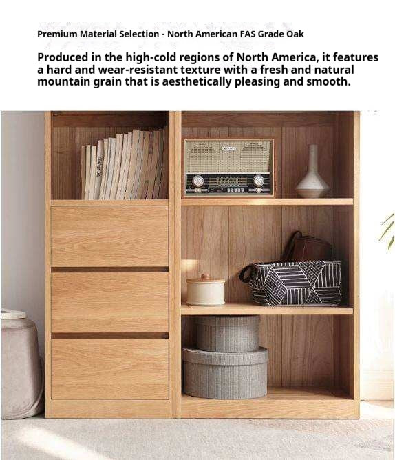 Oak, Cherry, Black Walnut Solid Wood Top Cabinet Combination Bookcase