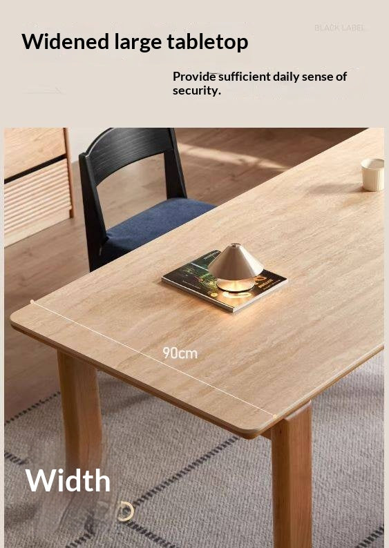 Cherry Solid Wood Vintage Style Slab Dining Table with Sintered Stone Top