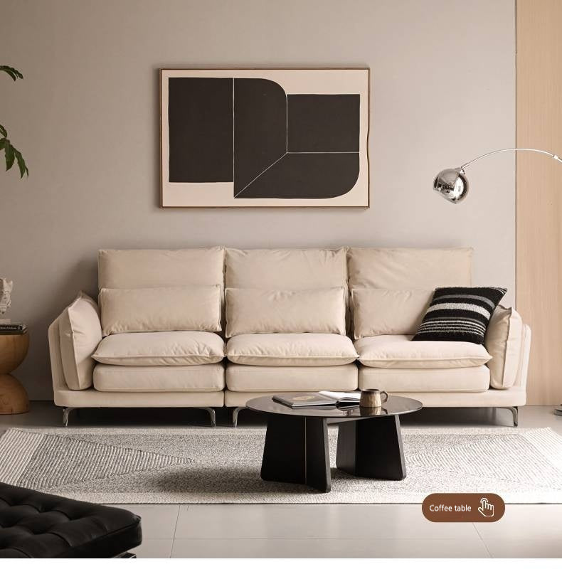 High-Back Modern Fabric Sofa with Scratch-Resistant Upholstery