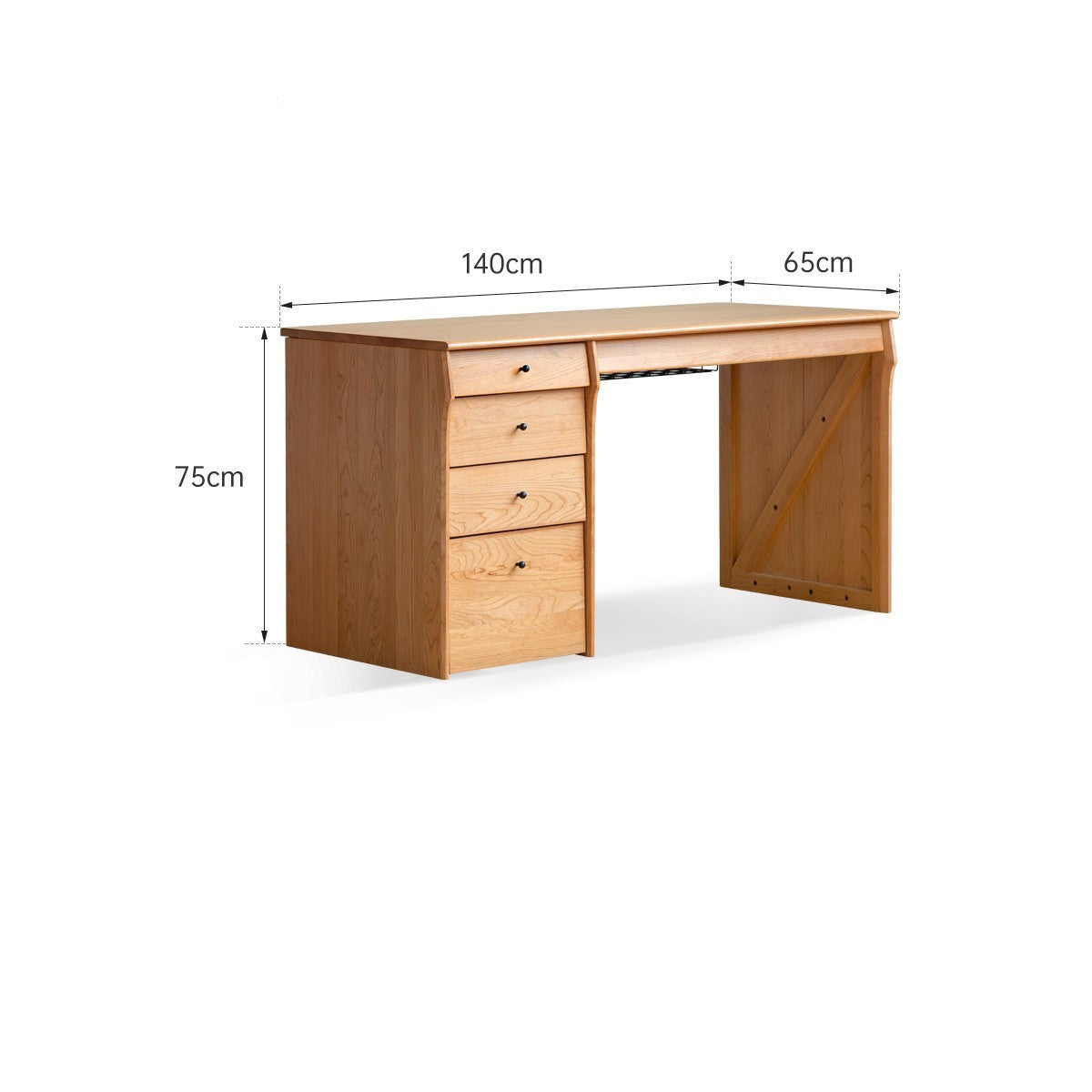 Cherry Wood Desk and Bookshelf Integrated Office Desk)
