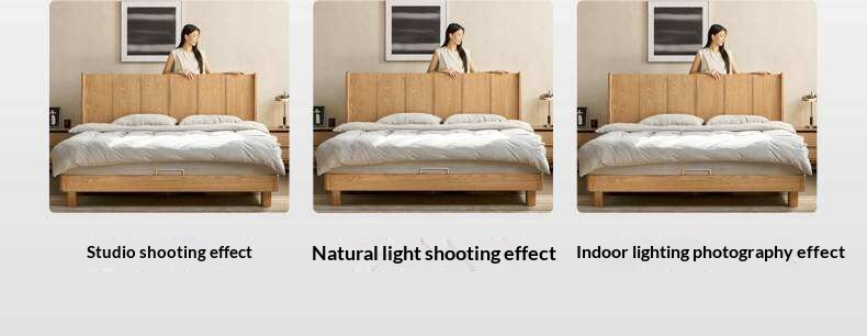 Ash Solid Wood Extra Tall Fluted Wood Headboard Platform Bed
