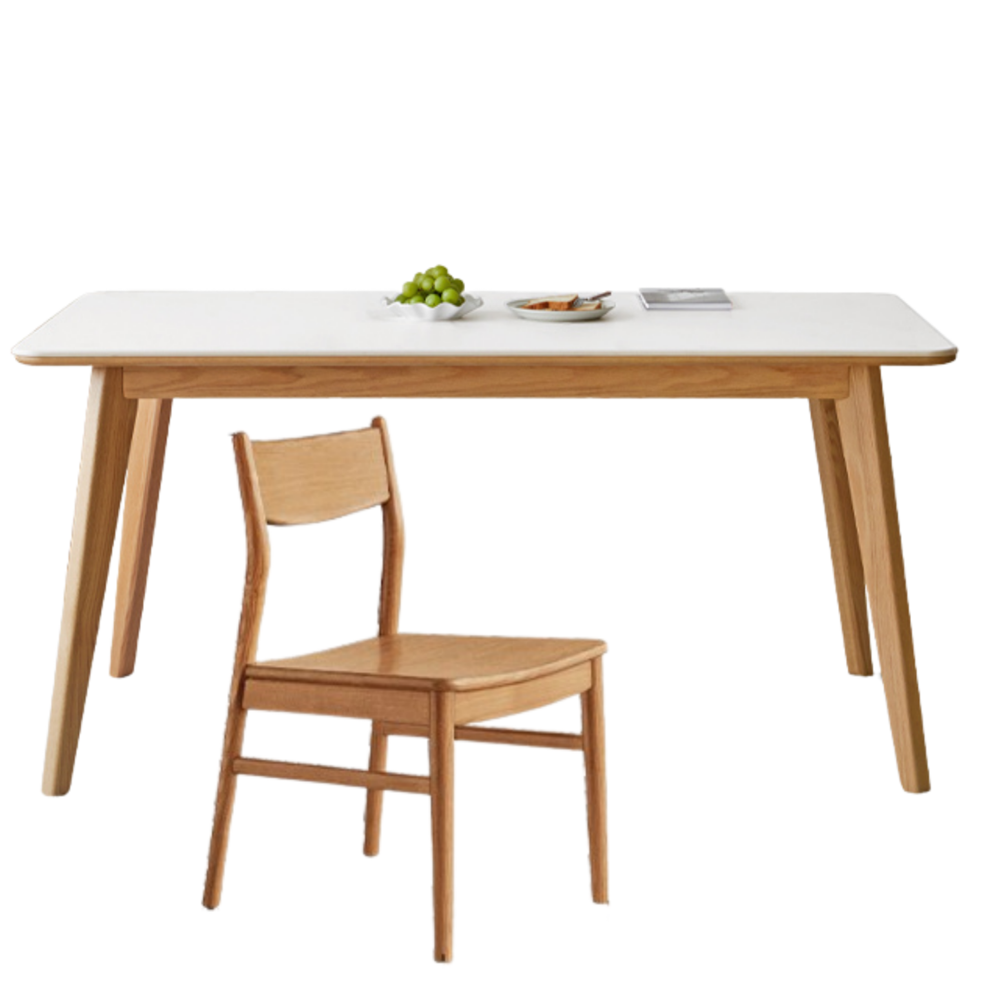 Ash, Oak Solid Wood Modern Rock Plate Dining Table