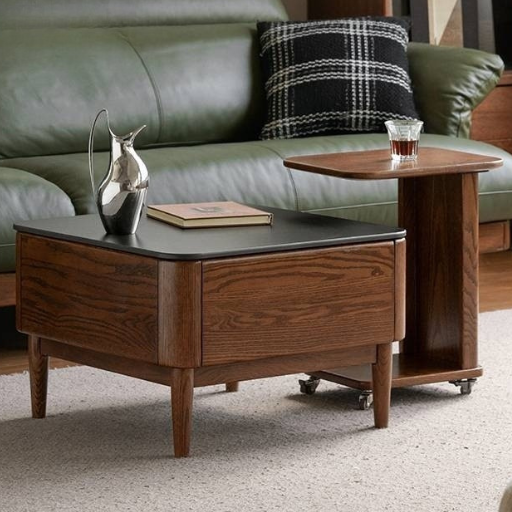 Oak Solid Wood Mobile Coffee Table