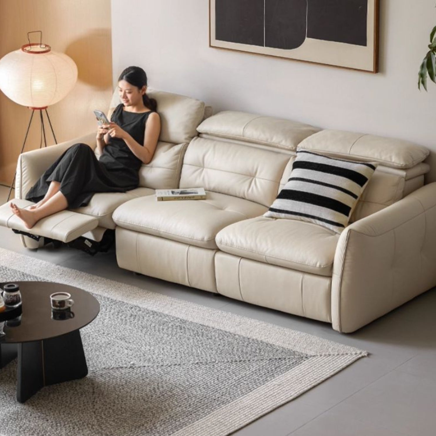 Leather Electric Luxury High Backrest Sofa