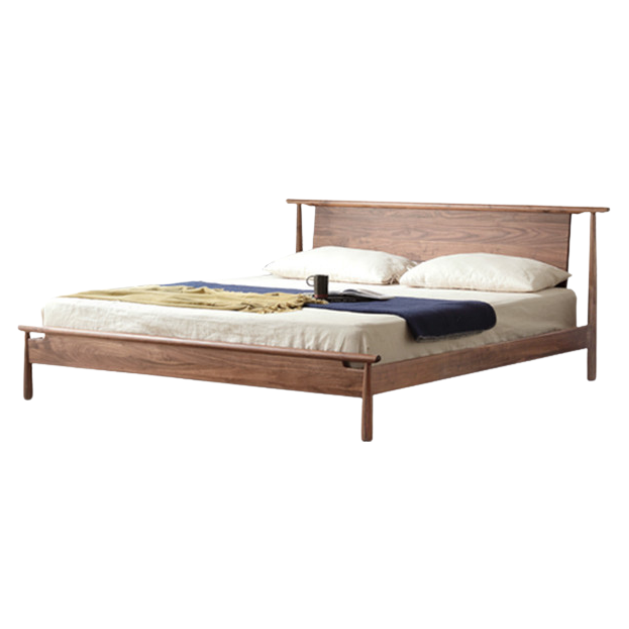 North American black walnut solid wood light luxury bed<