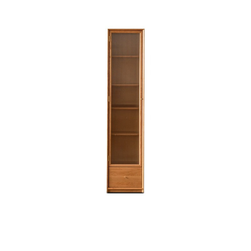 Cherry Wood Combination Bookcase Floor Shelf Glass Door Bookcase"