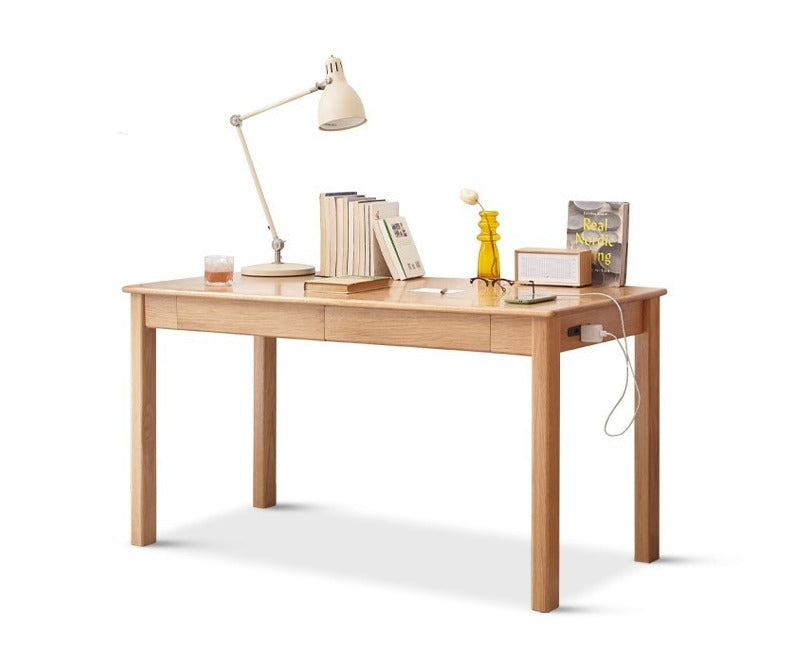 Oak solid wood USB office desk: