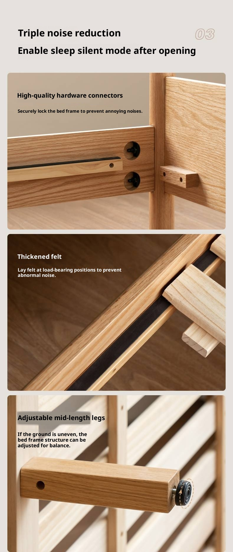 Oak Solid Wood Soft High Backrest Bed Modern Minimalist