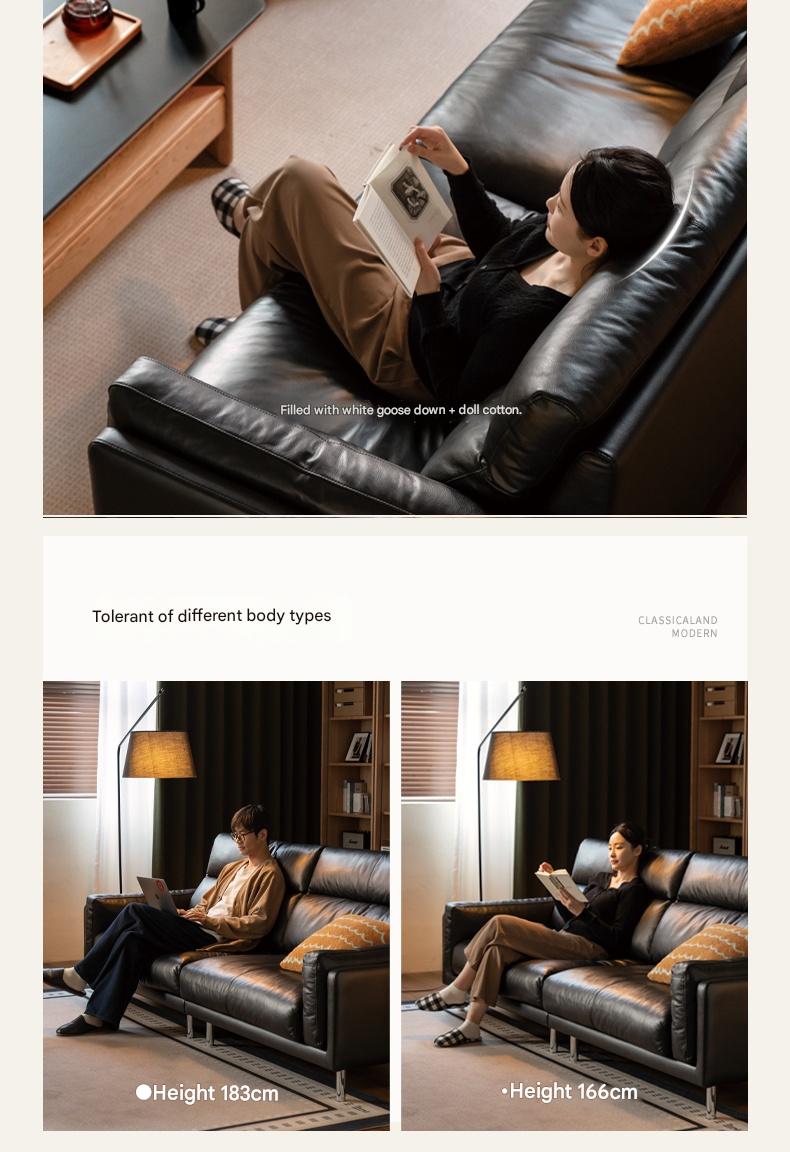 Italian Luxury Leather Sofa  High-Back