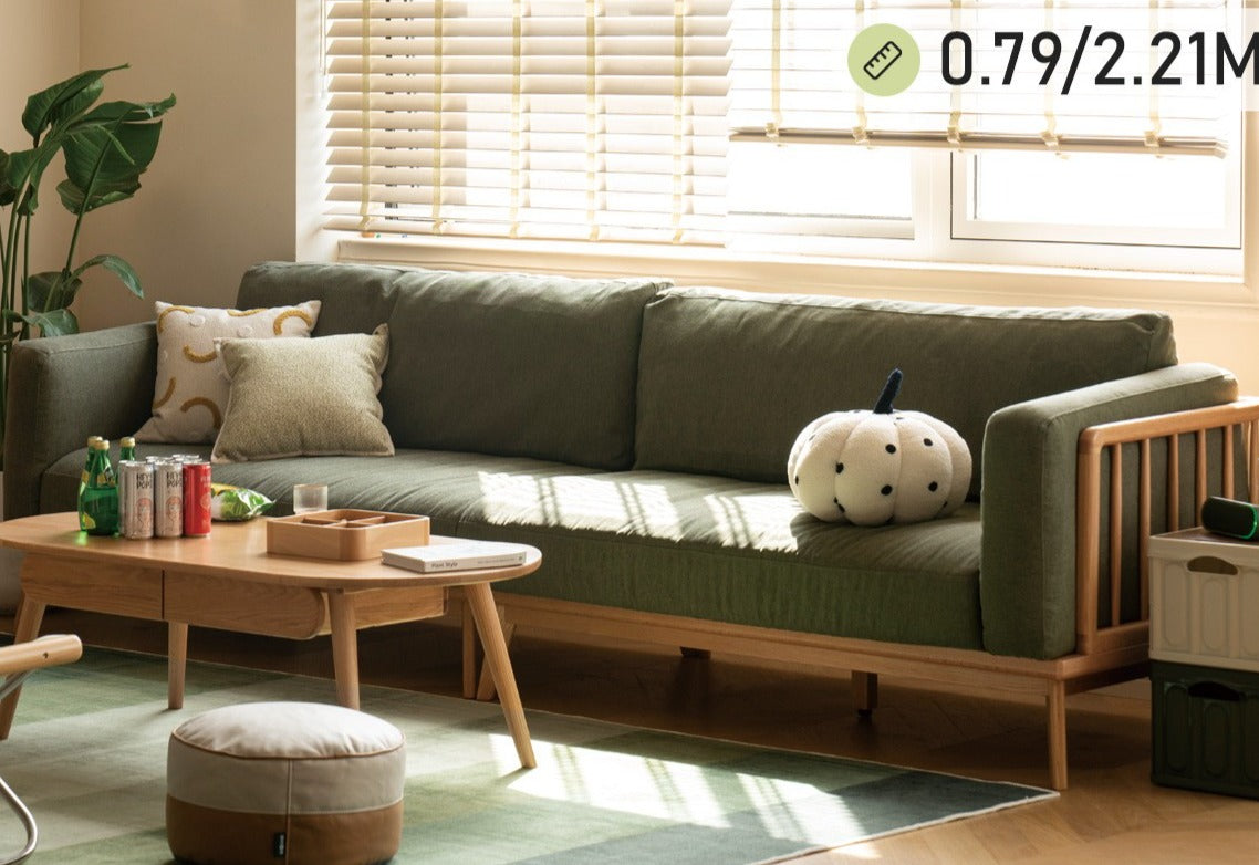 Oak Solid Wood  Fabric Sofa)