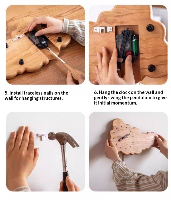 Cherry Solid Wood Nordic Style Eco Friendly Wall Clock