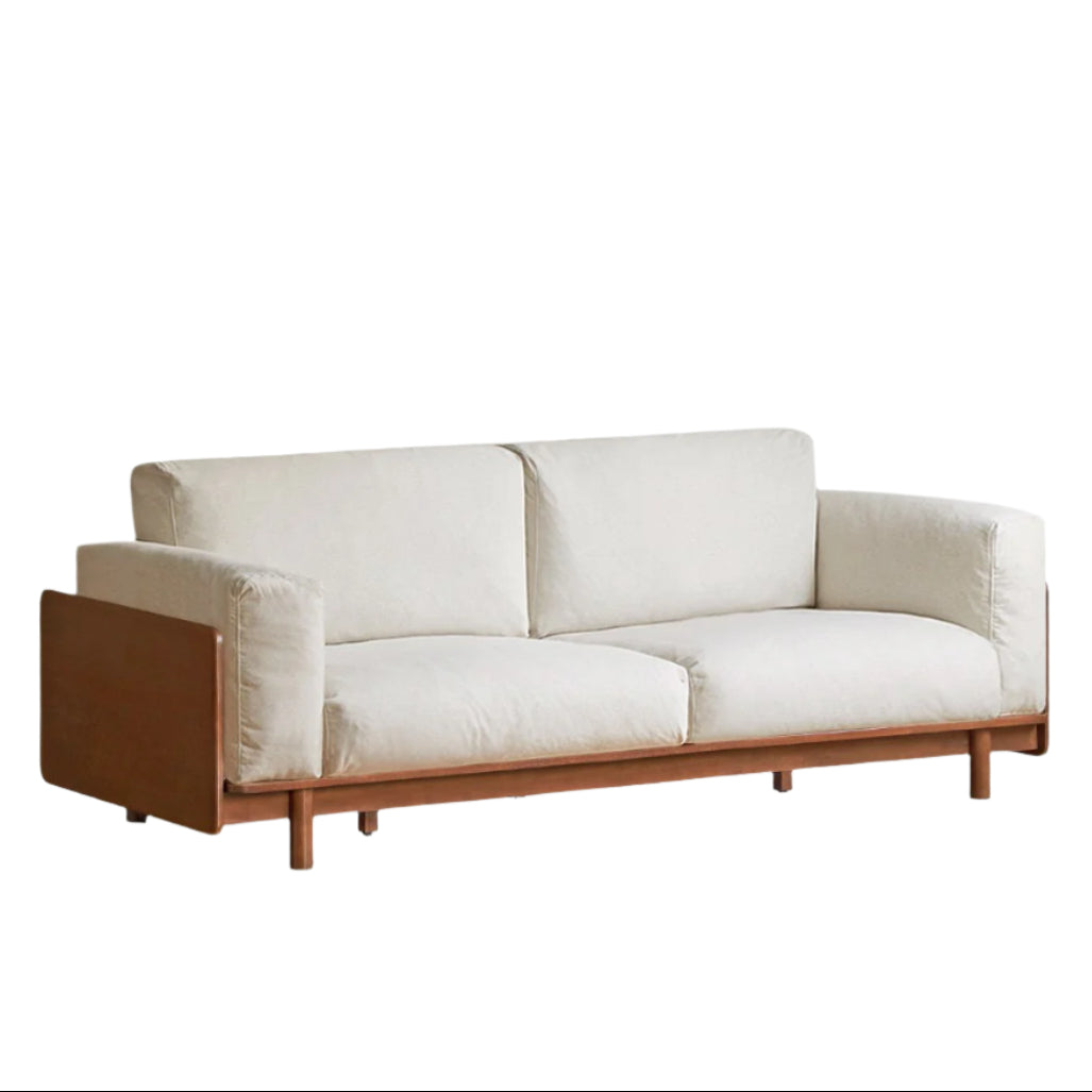 Rubber Solid Wood Fabric Sofa Ancient Style