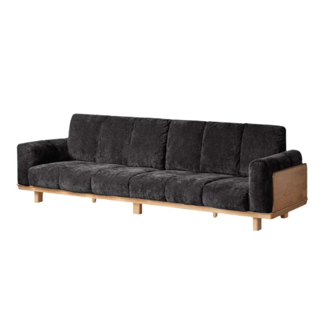 Black Walnut, Ash Solid Wood Modern Down Straight Sofa