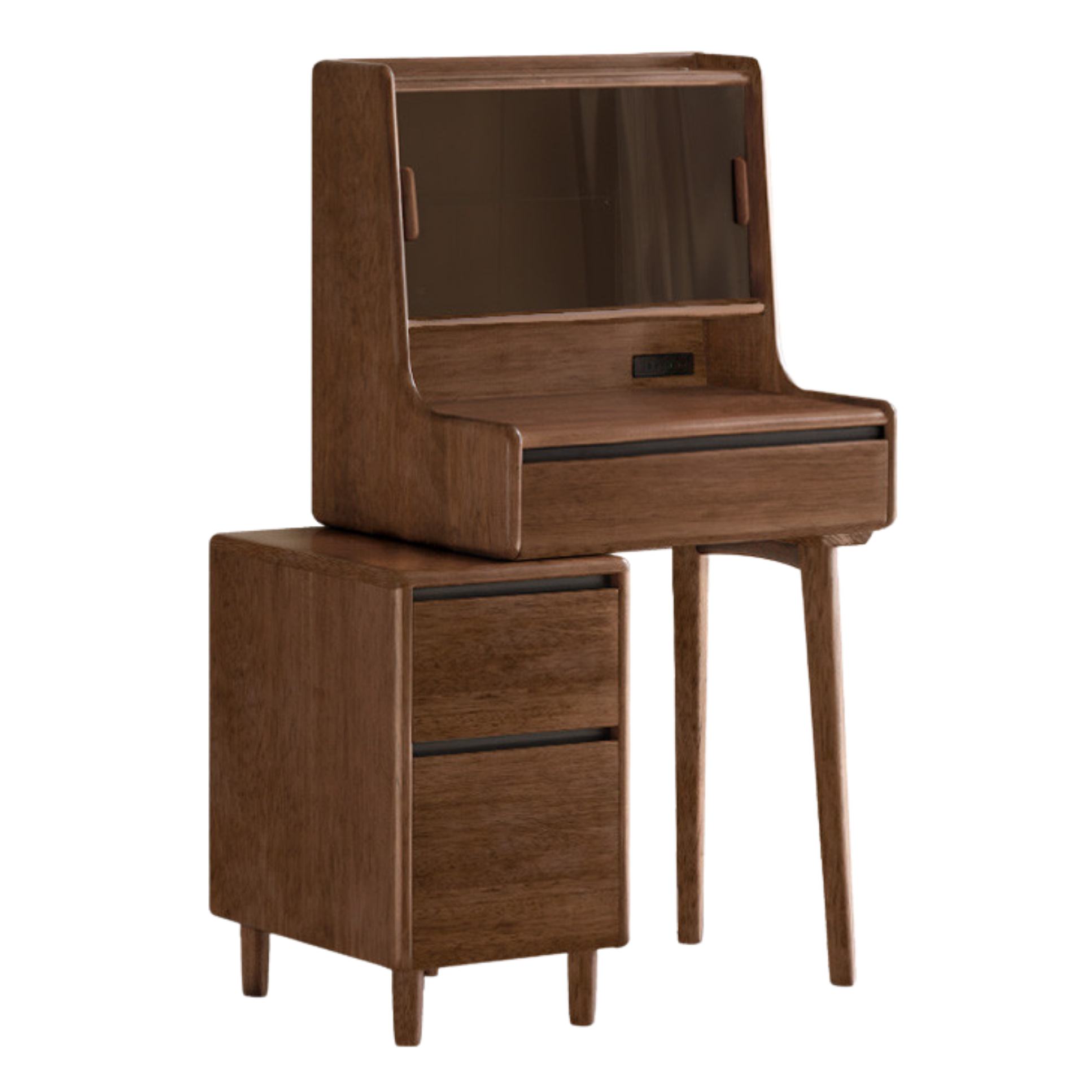 Black Walnut, Sandalwood Solid Wood Lighted Dressing Table