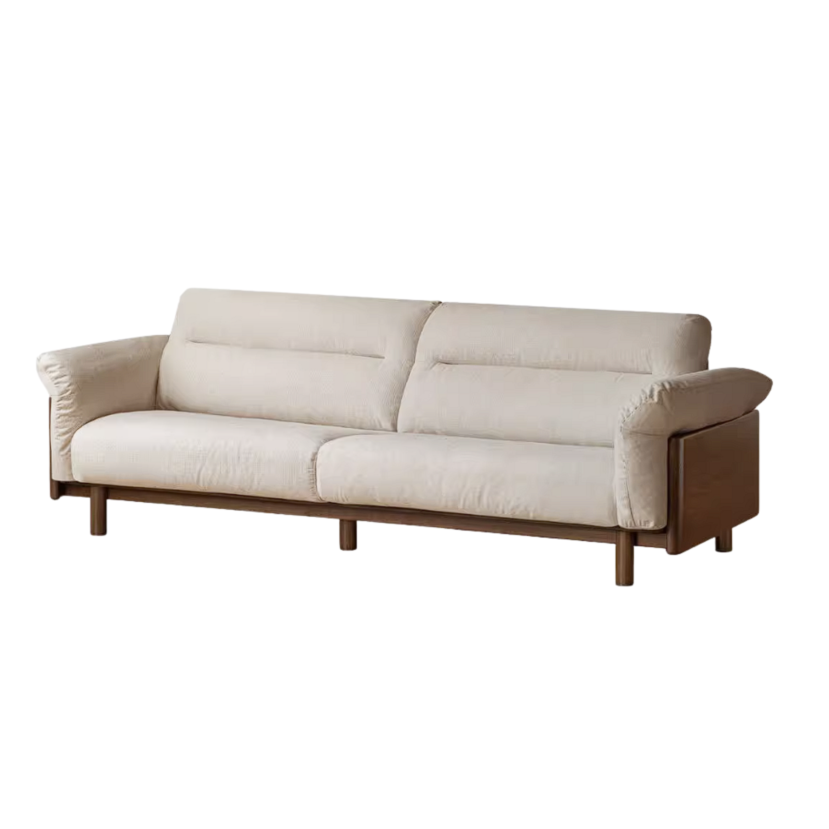 Oak Solid Wood Sofa with Wide Track Arms Genuine leather, fabric, removable and washable