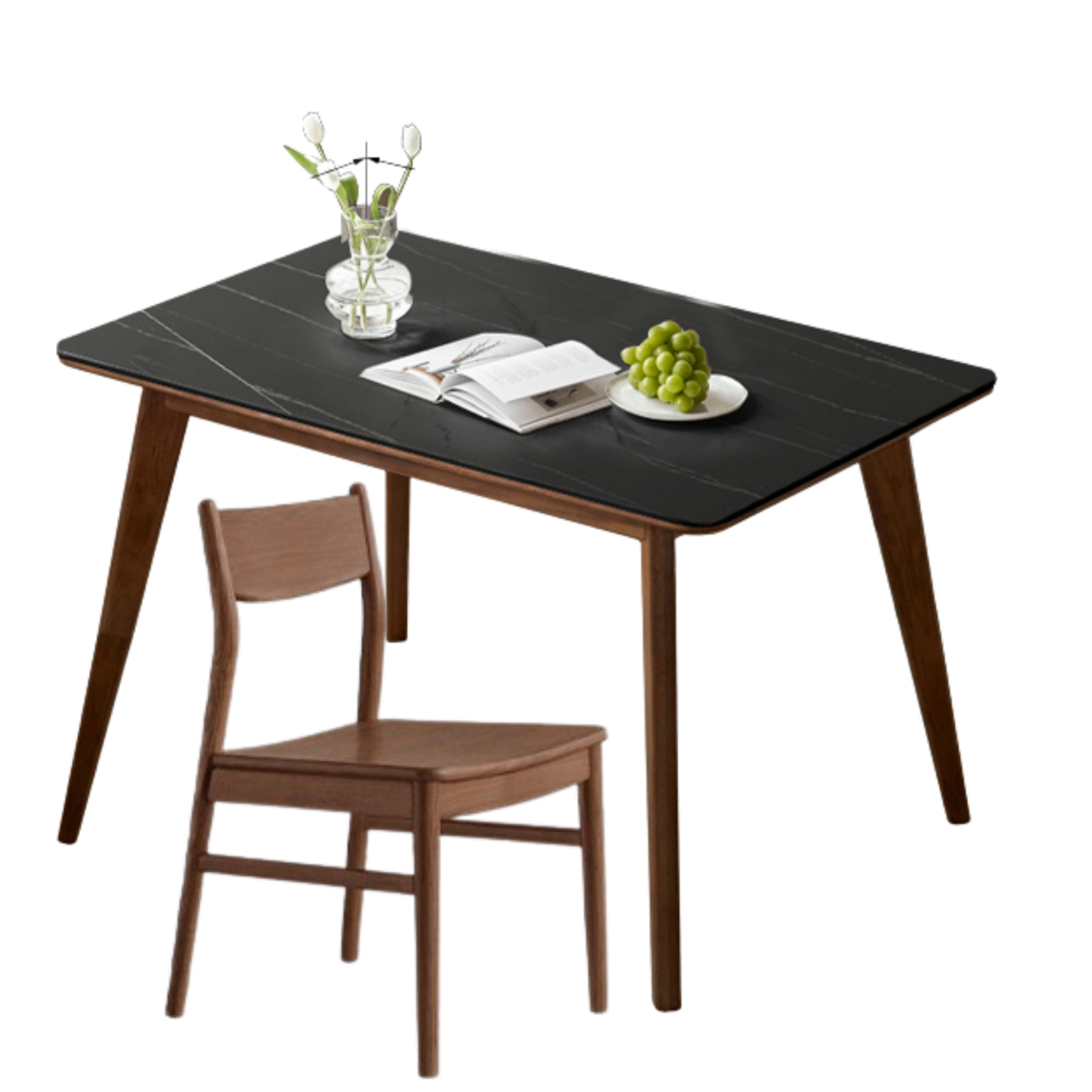 Ash, Oak Solid Wood Modern Rock Plate Dining Table