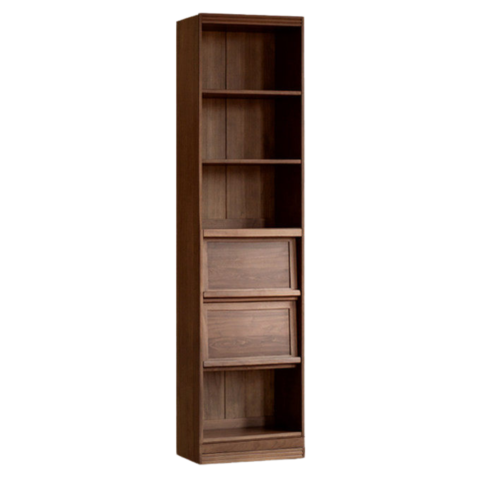 Black Walnut, Sandalwood Solid Wood Light Luxury Combined Bookshelf With Seat