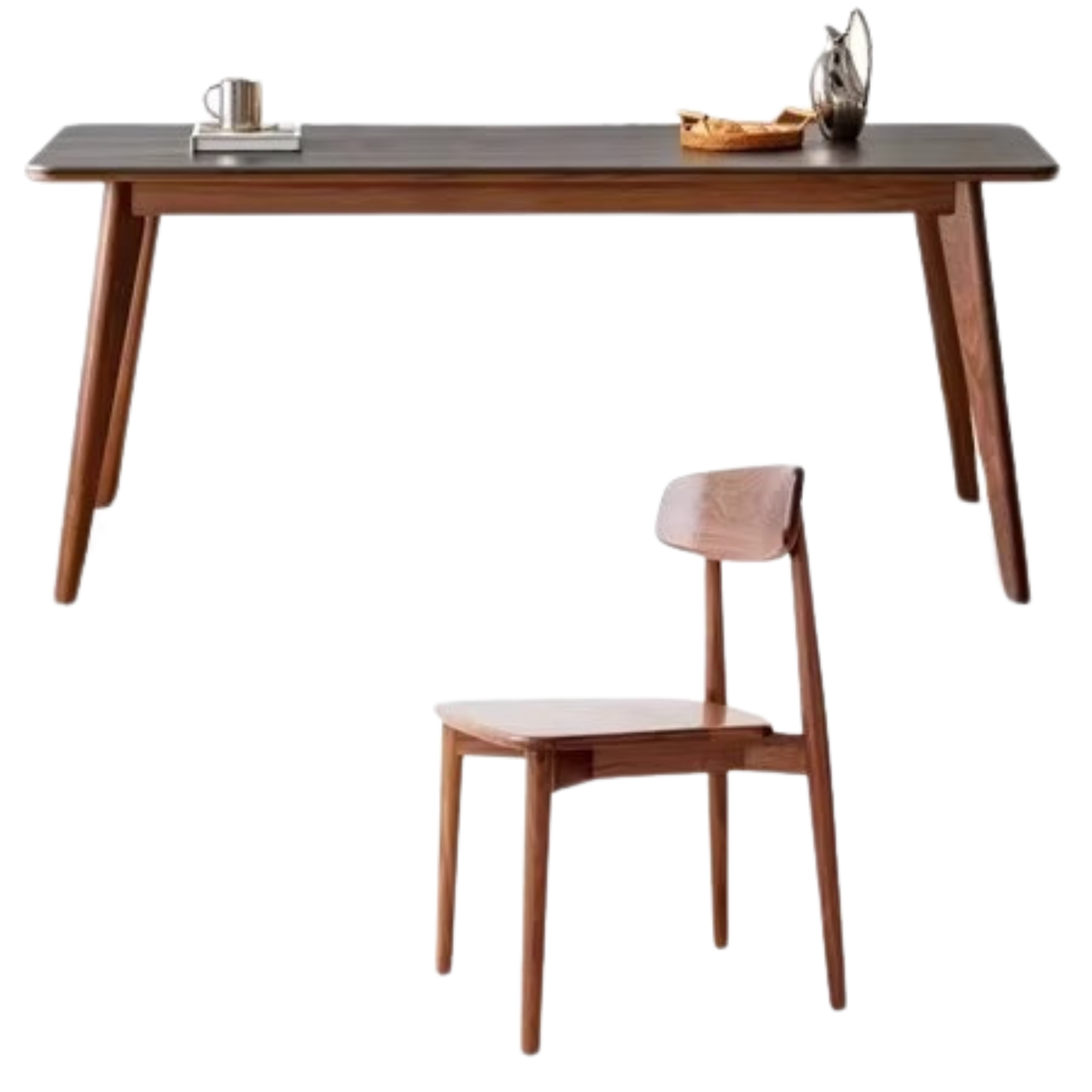 Black walnut solid wood rock plate dining table