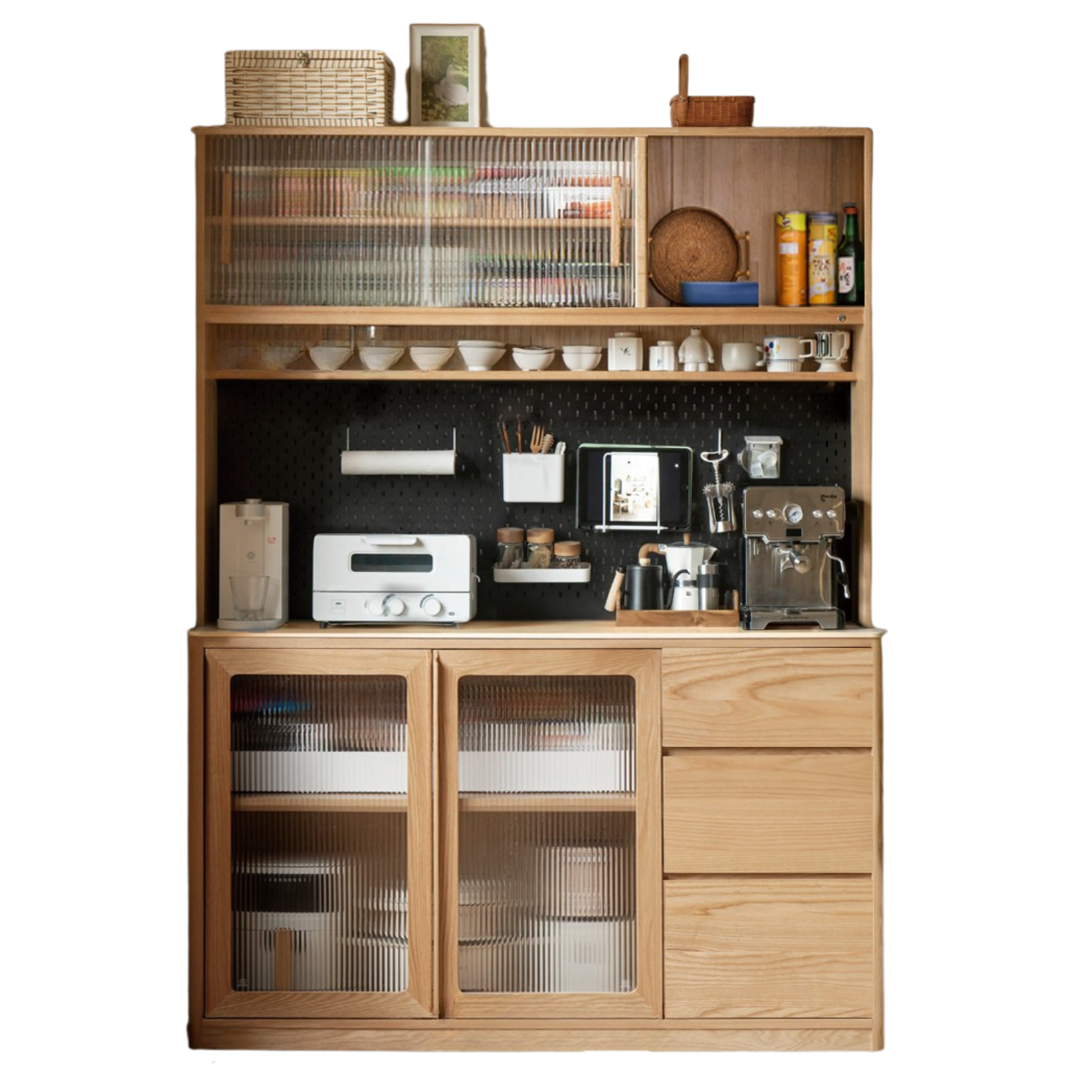 Ash Solid Wood White Wax Rock Plate Sideboard