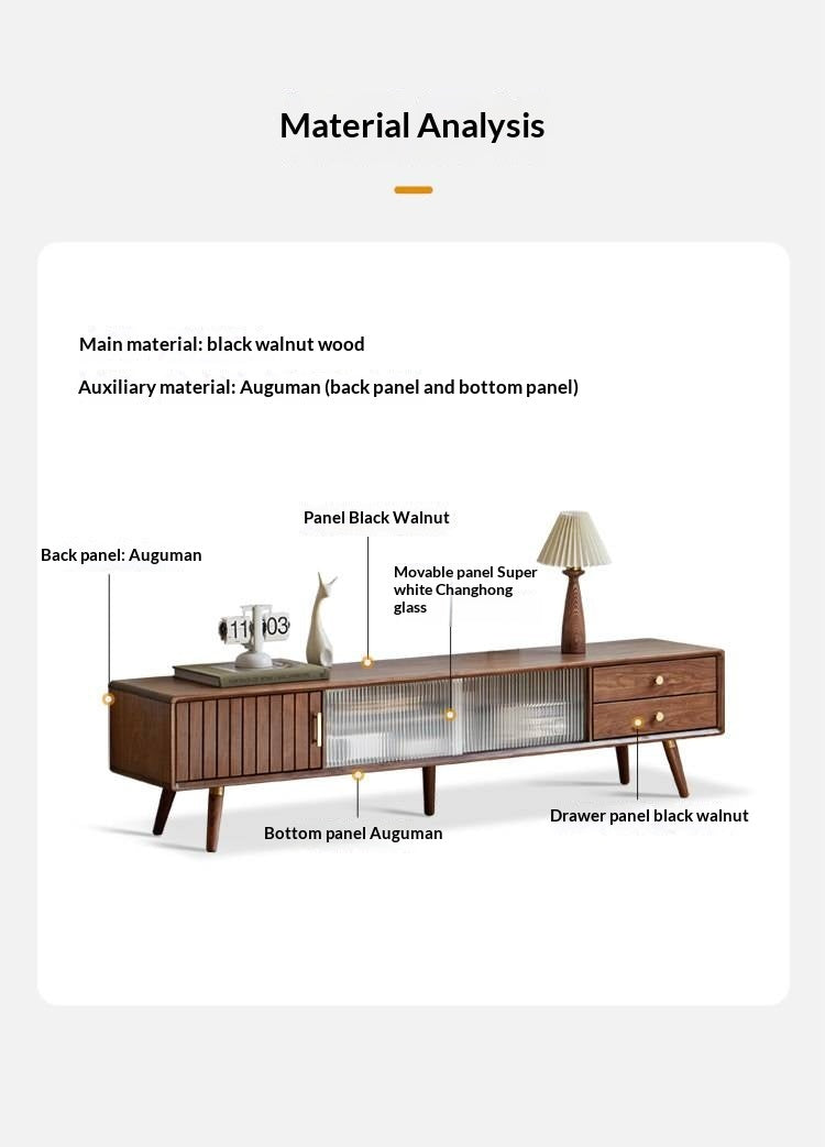 Black Walnut Solid Wood Nordic TV Cabinet.