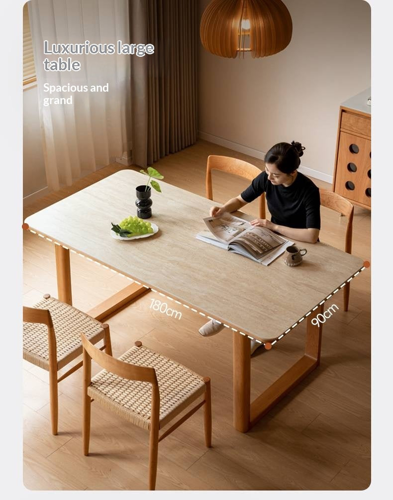 Cherry Solid Wood Retro Rock Board Dining Table