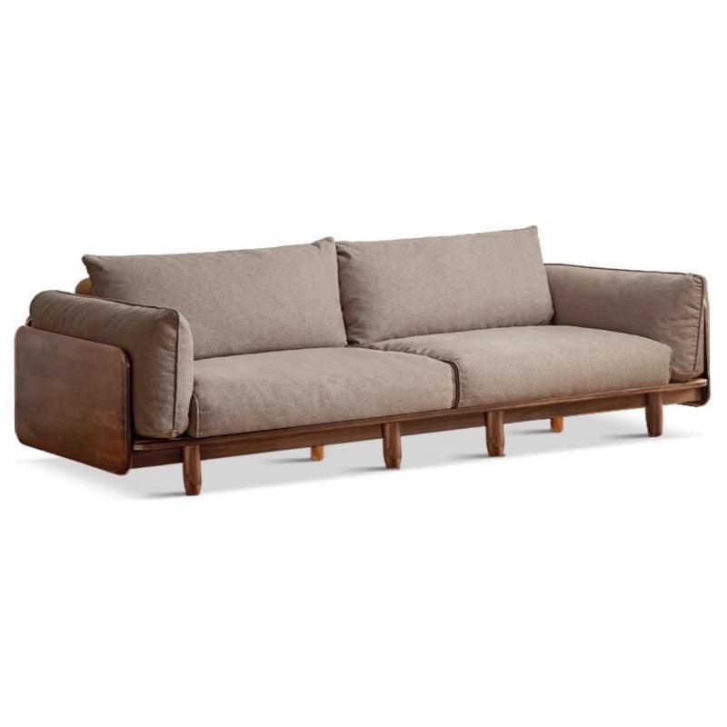 Oak solid wood Leather, Fabric straight sofa