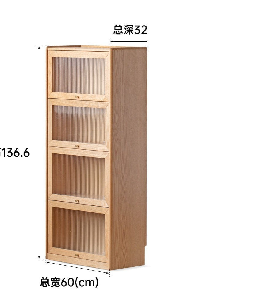Oak Solid Wood Flipped Door Side Cabinet Free Combination +