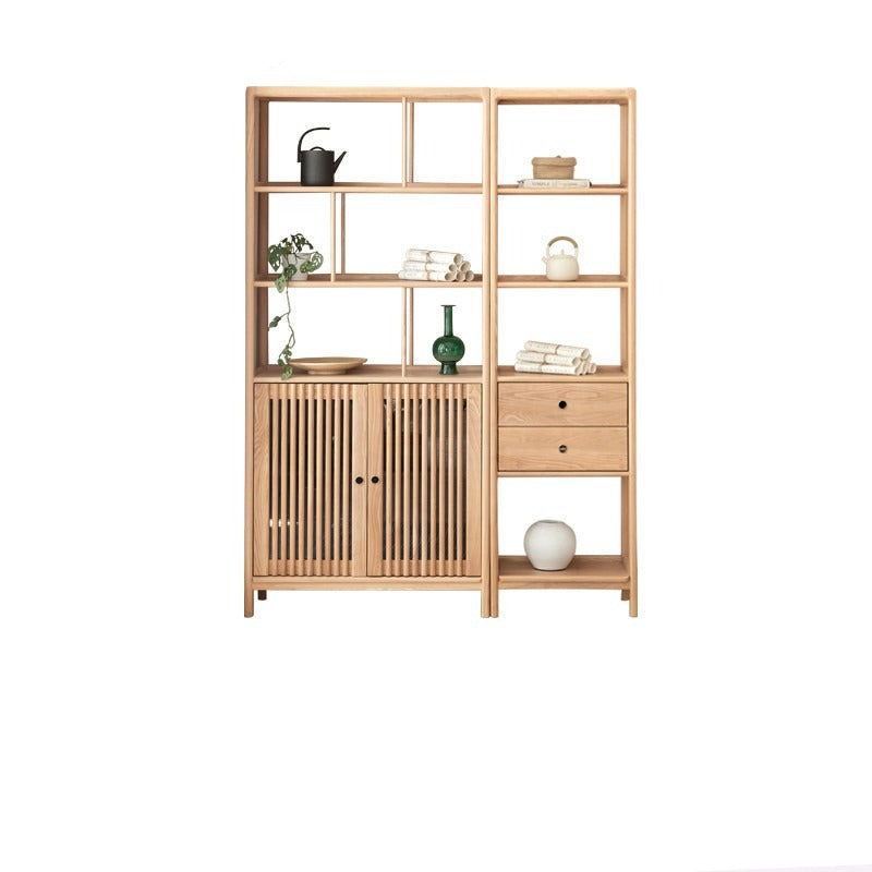 Ash solid wood bookshelf combined bookcase display cabinet wall shelf<