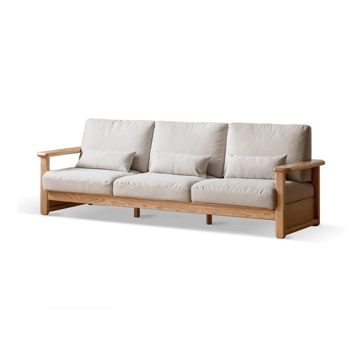 Ash Solid Wood Fabric Sofa Straight Row Sofa