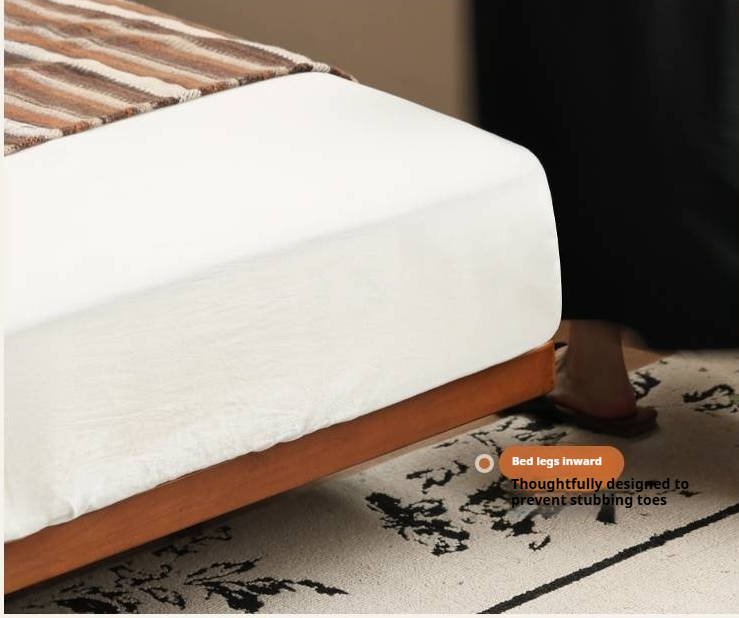 Poplar Solid Wood Floating Soft Bed, Vintage with Light