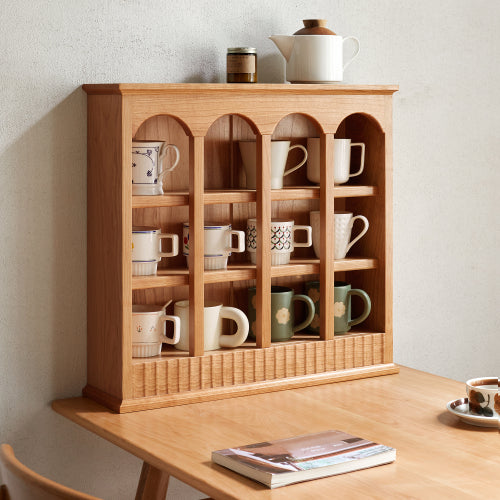 Cherry Solid Wood Kitchen Storage Rack Table Cup Holder