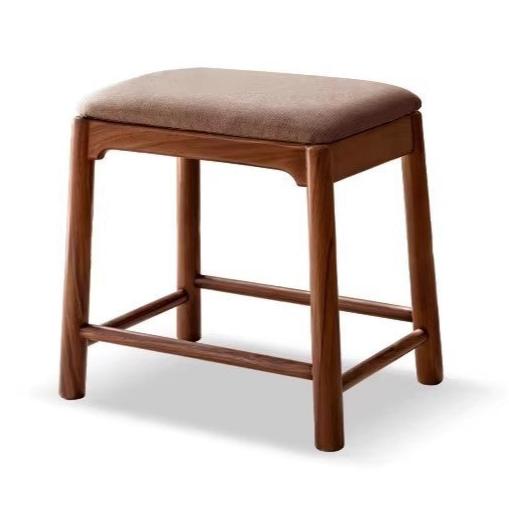 Black Walnut, Oak Solid Wood Retro Soft Makeup Stool