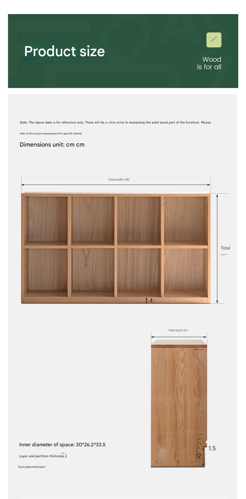 Oak Solid Wood Combination Bookcase