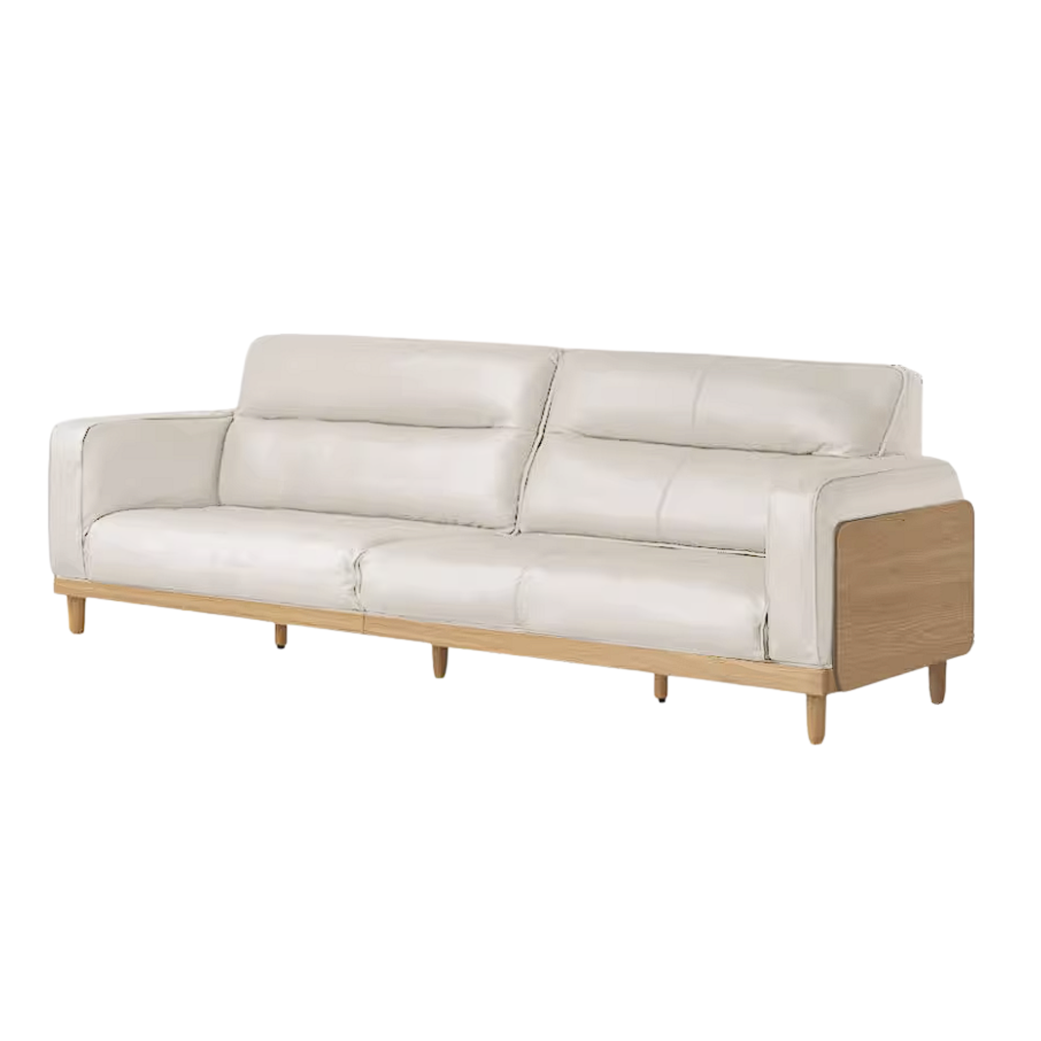Oak, Ash Solid Wood Sofa with Exposed Wood Frame Arms