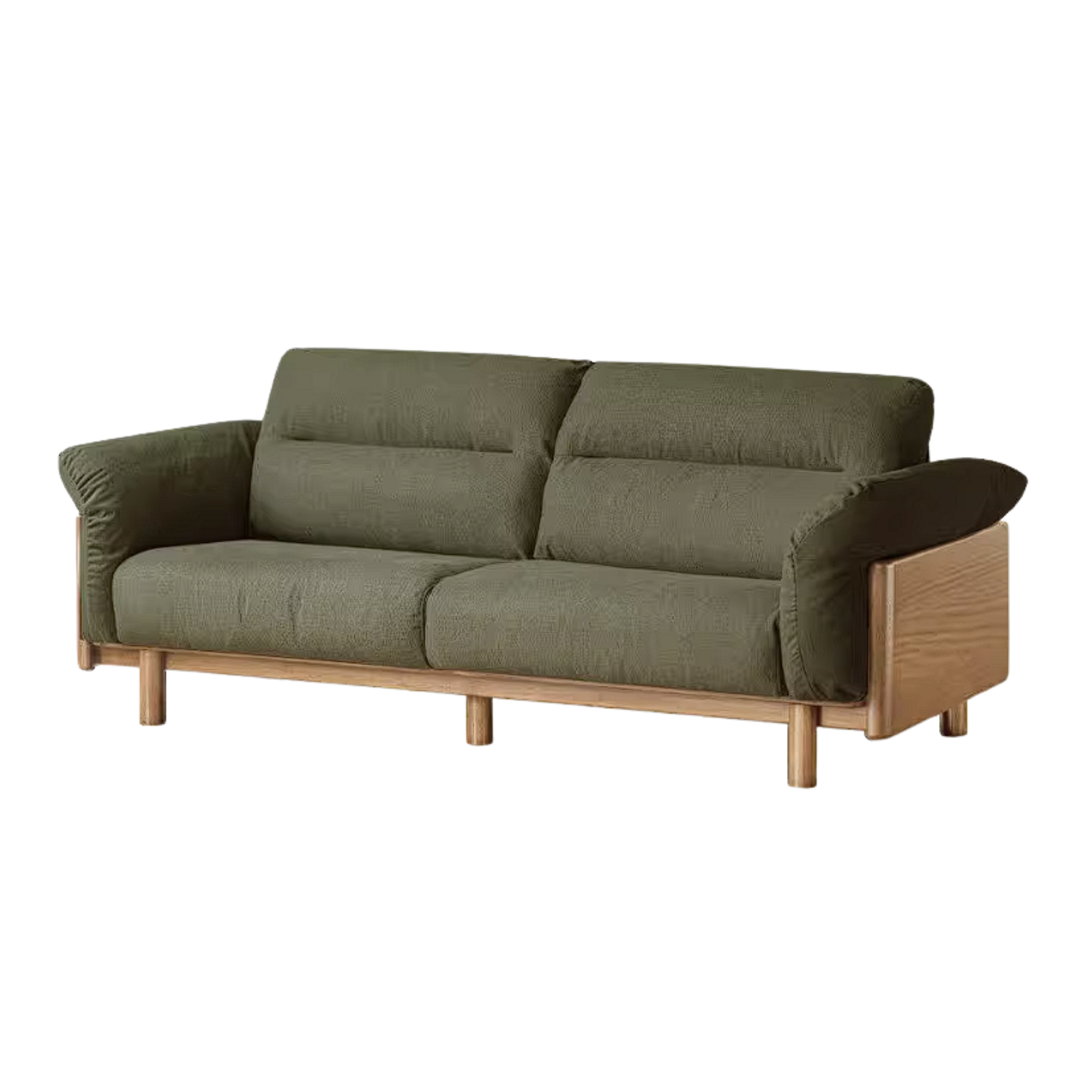 Oak Solid Wood Sofa with Wide Track Arms Genuine leather, fabric, removable and washable