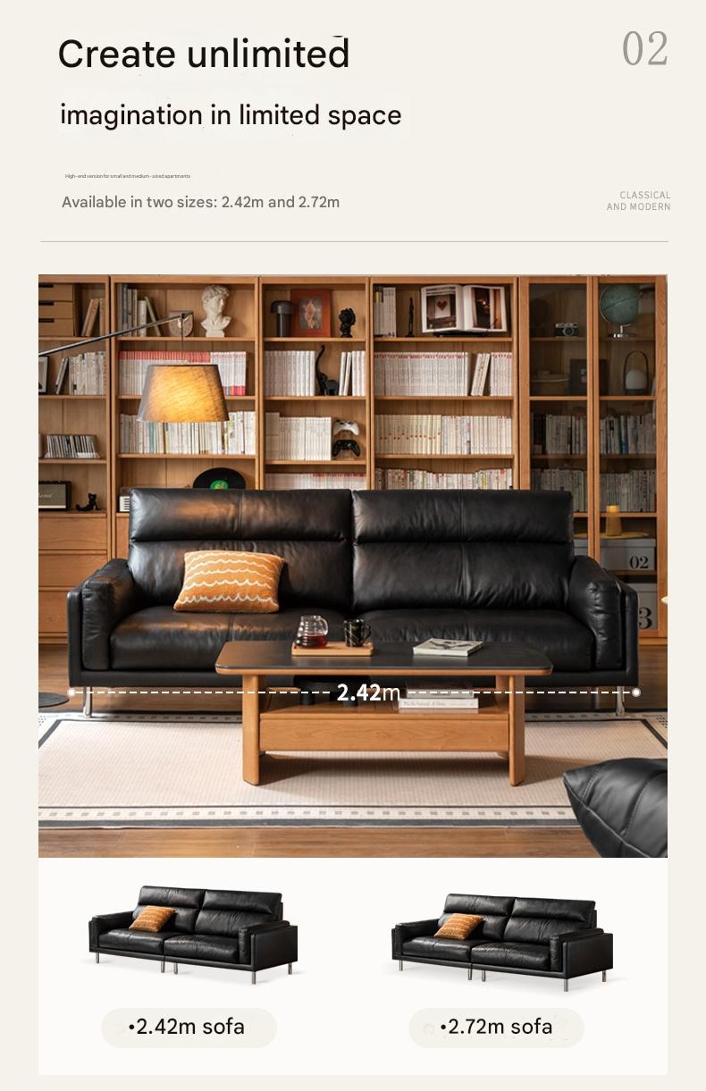 Italian Luxury Leather Sofa  High-Back