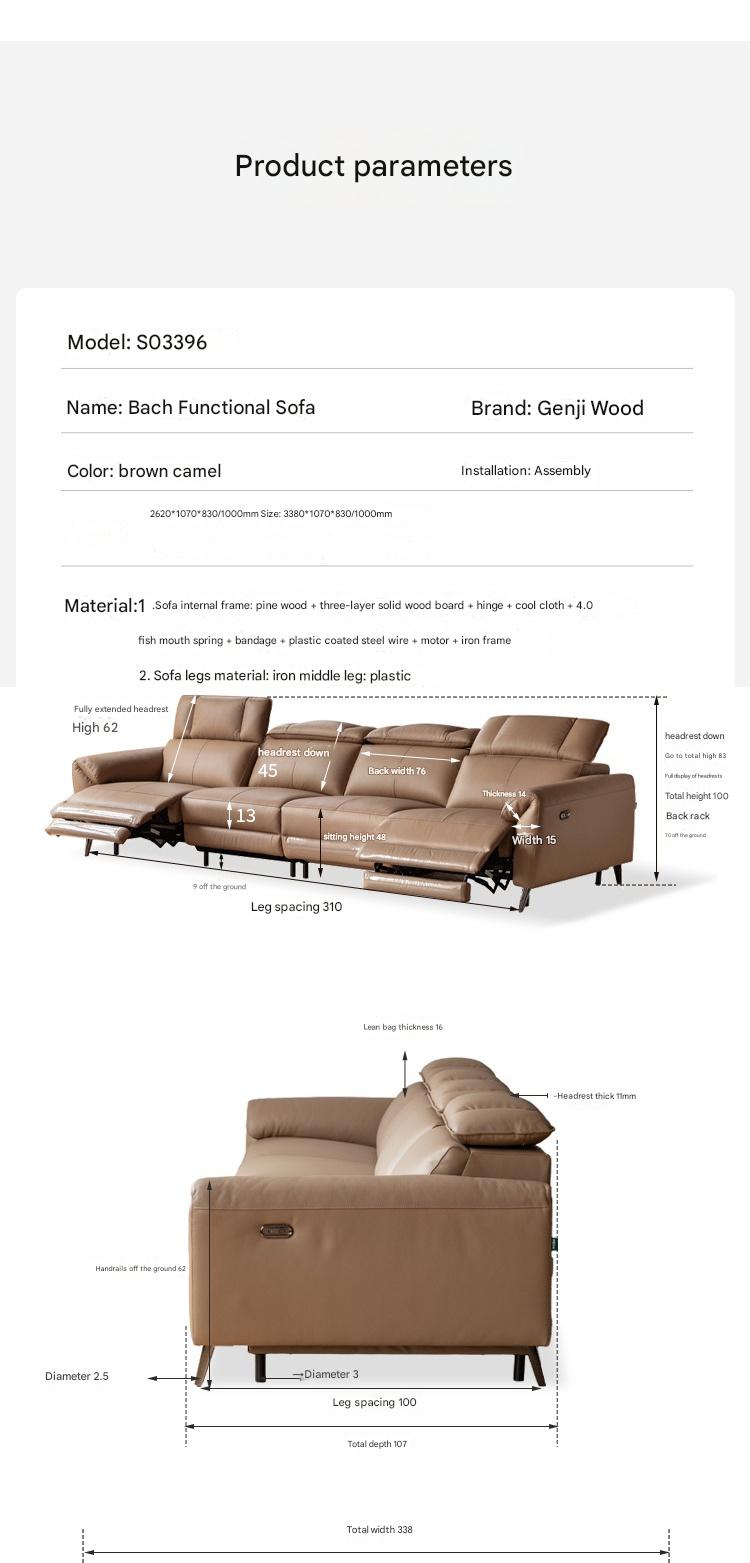 Electric Sofa Genuine Leather zero wall italian light luxury
