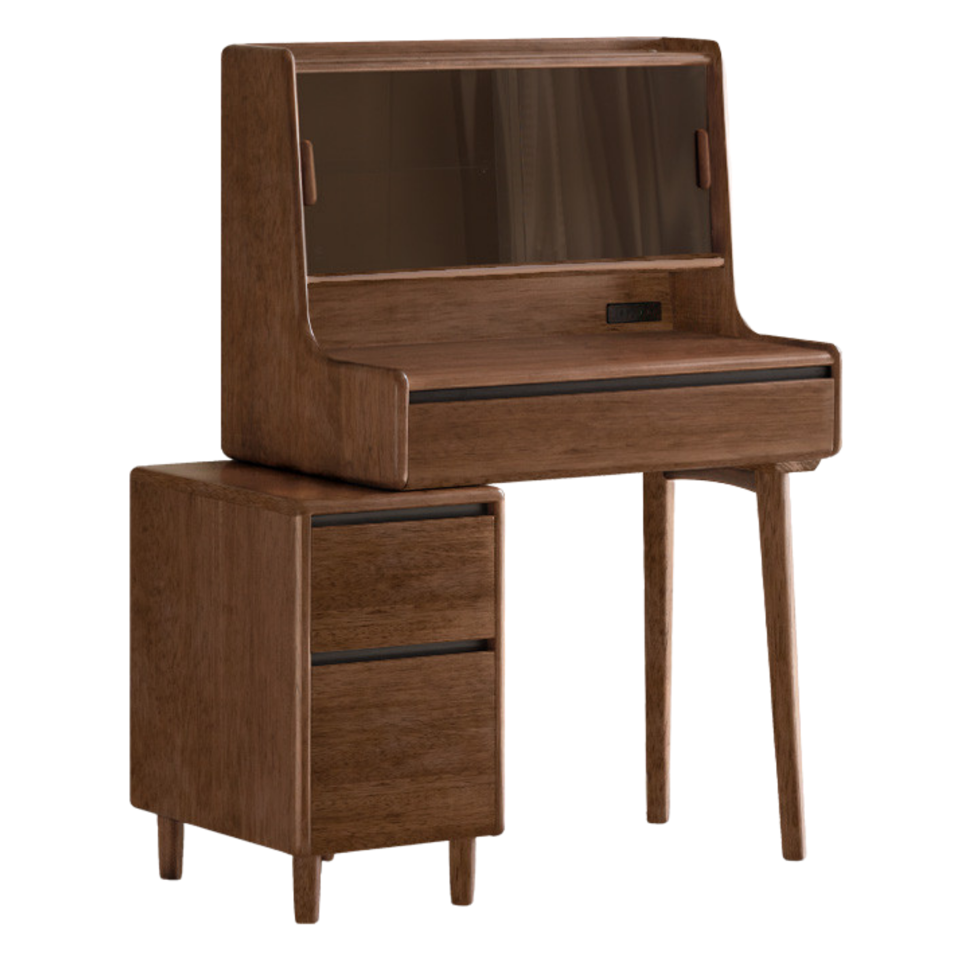 Black Walnut, Sandalwood Solid Wood Lighted Dressing Table