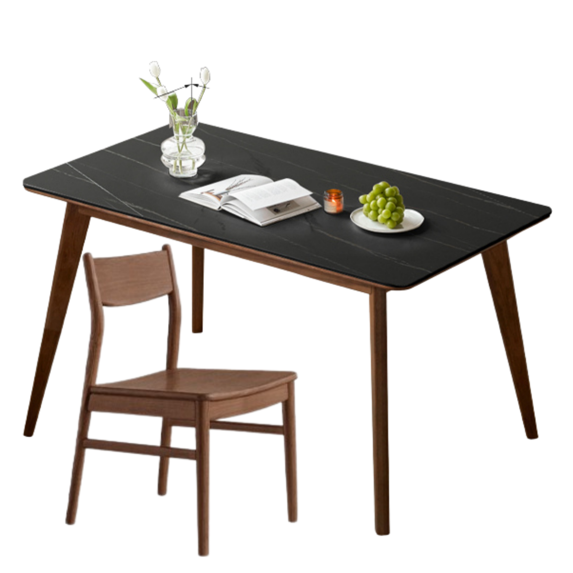 Ash, Oak Solid Wood Modern Rock Plate Dining Table
