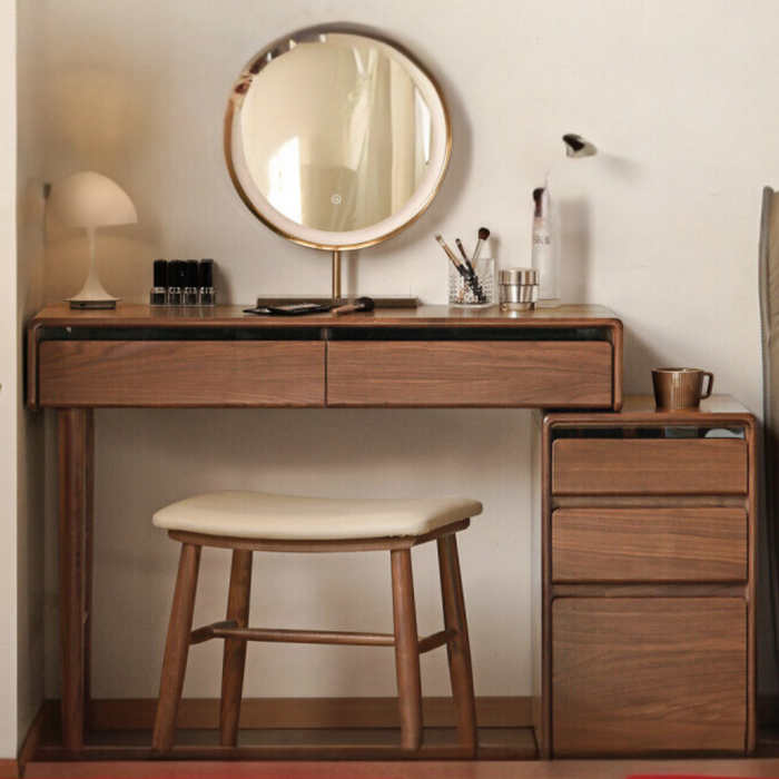 Dressing Rack Table Solid wood dressing table chest of drawers integrated black walnut ...