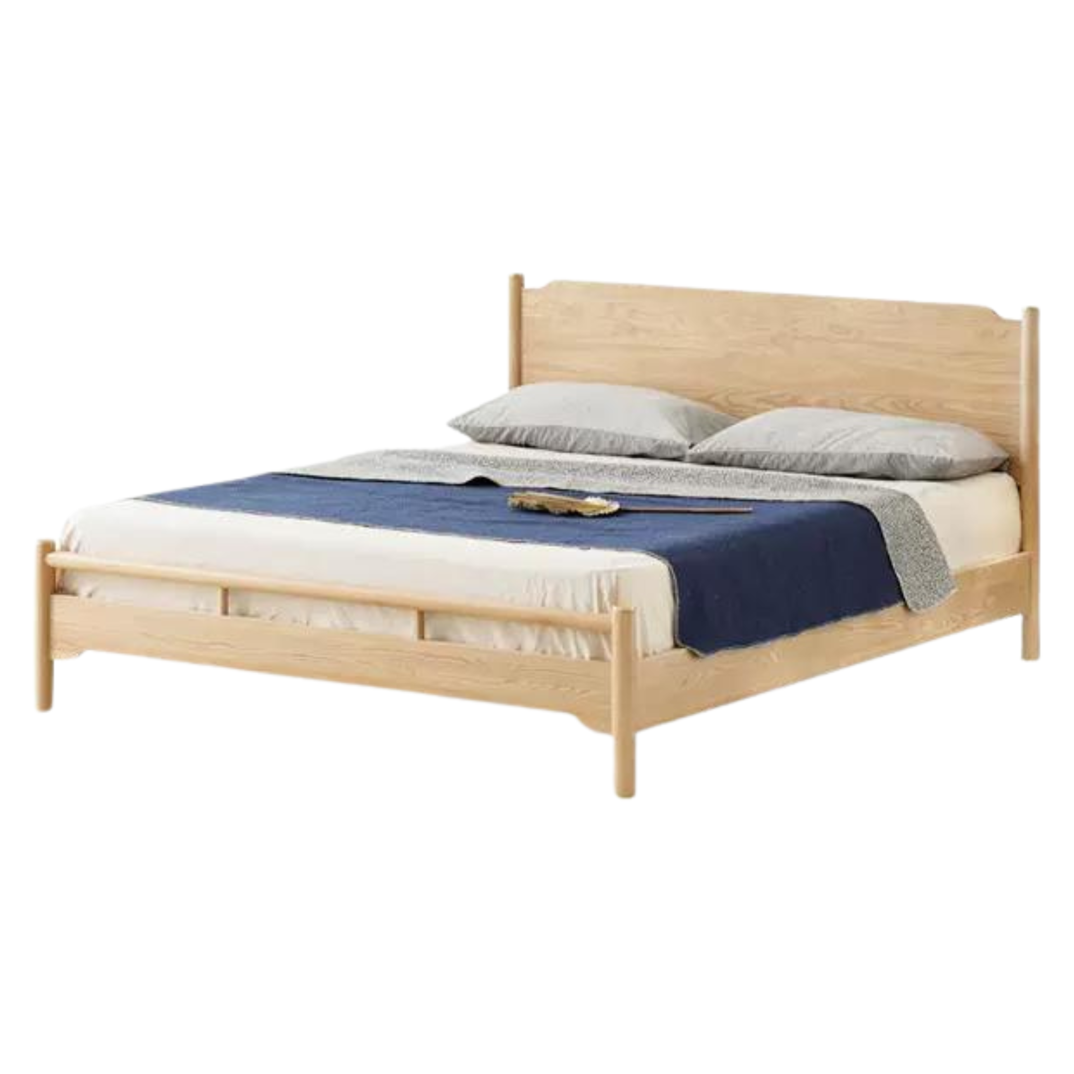 Ash solid wood Nordic simple modern bed