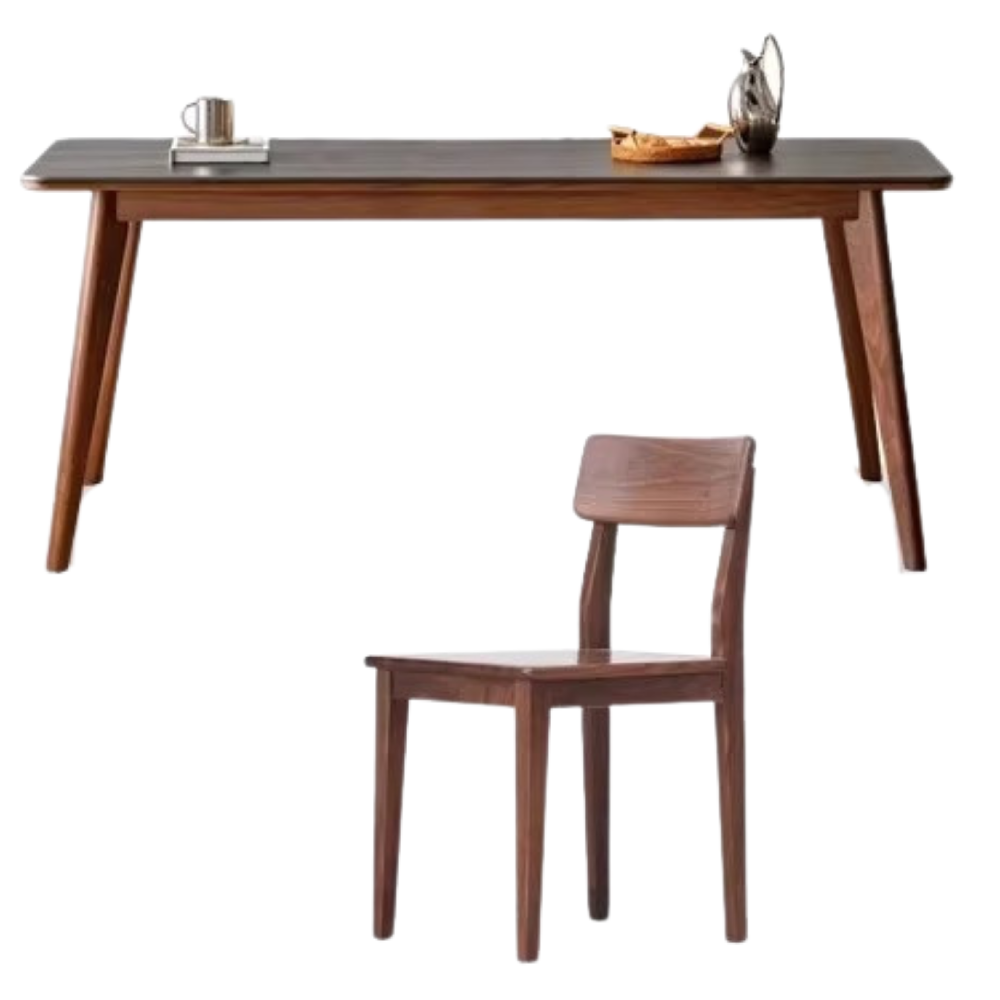 Black walnut solid wood rock plate dining table