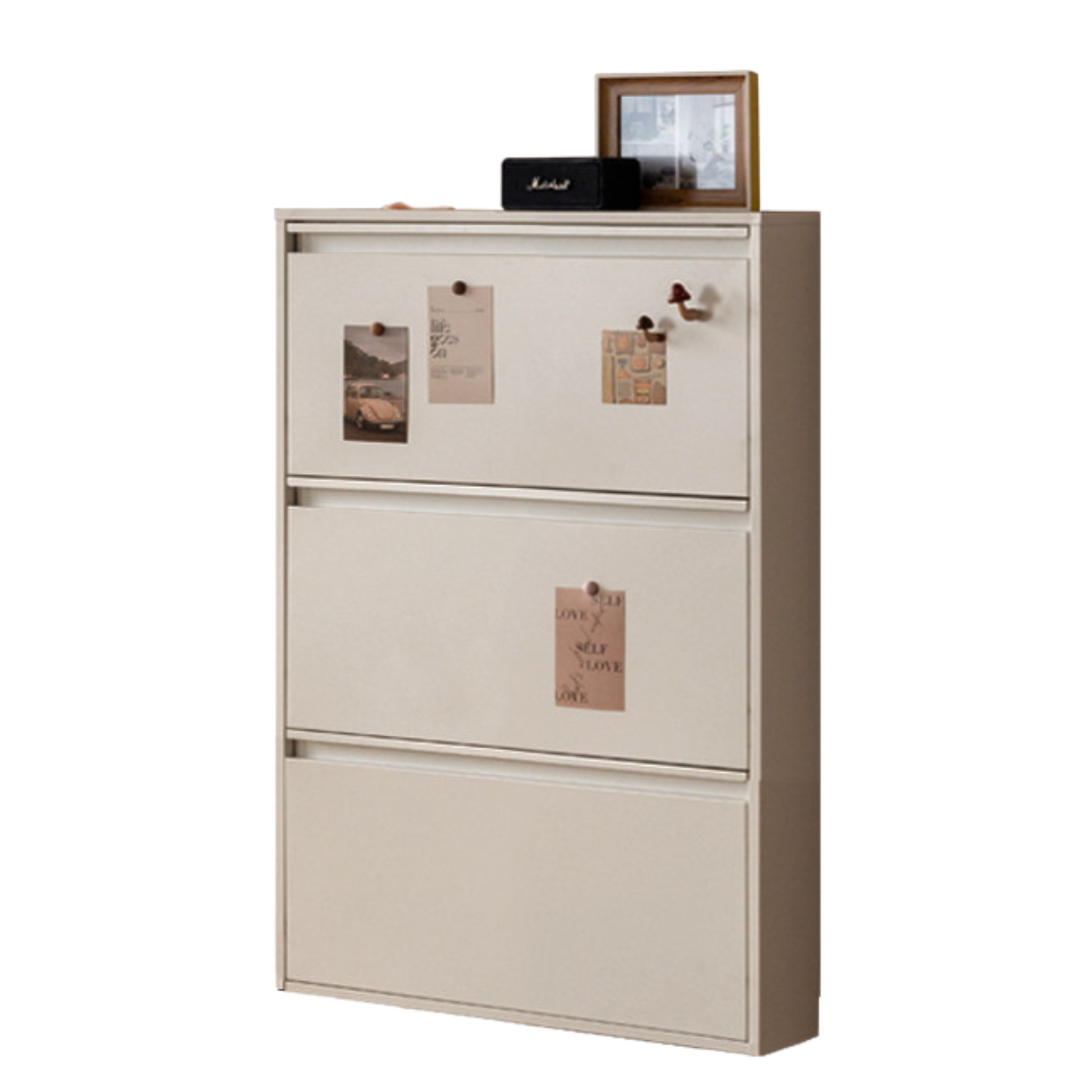 Metal ultra-thin shoe cabinet white modern: