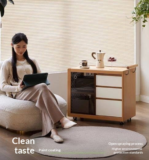 Beech Solid Wood Modern Corner Mobile Side Table